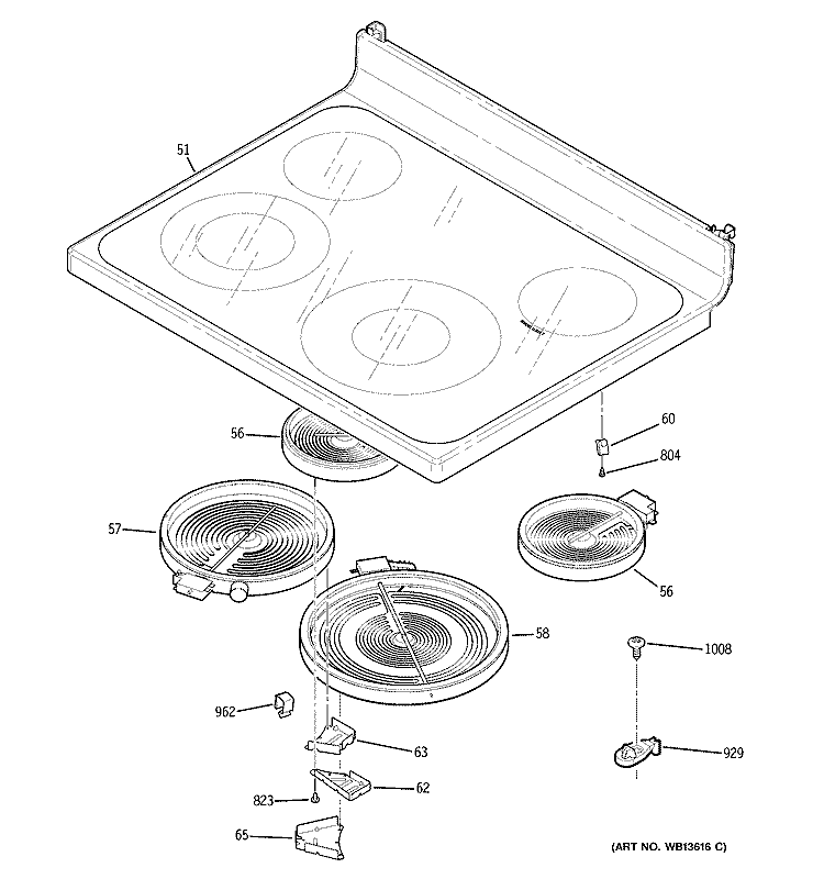 COOKTOP Diagram and Parts List for JBP67SK2SS  General Electric Range