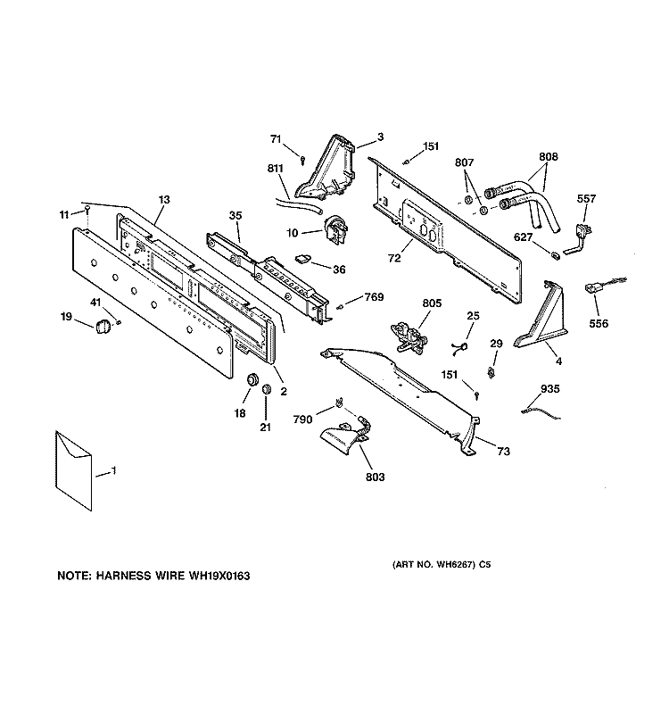 CONTROLS & BACKSPLASH Diagram and Parts List for WNSE5699A0AA  General Electric Washer