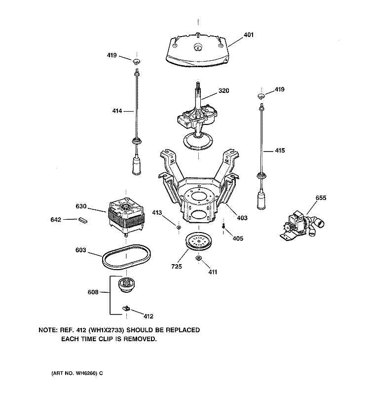 SUSPENSION, PUMP & DRIVE COMPONENTS Diagram and Parts List for WNSE5699A0AA  General Electric Washer