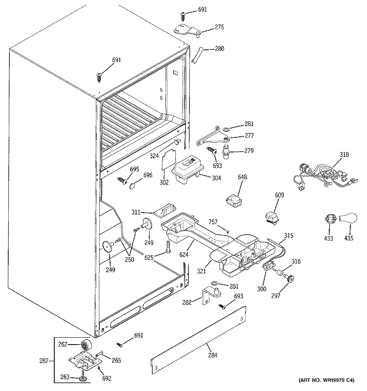 FRESH FOOD SECTION Diagram and Parts List for HTS18BBPVRCC  Hotpoint Refrigerator