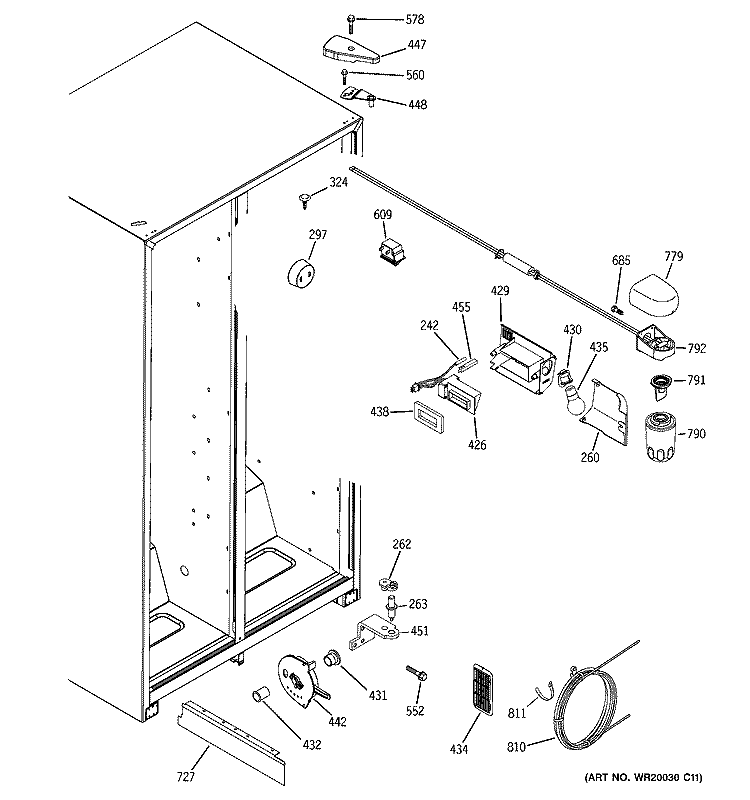 FRESH FOOD SECTION Diagram and Parts List for HSH22IFTAWW  Hotpoint Refrigerator