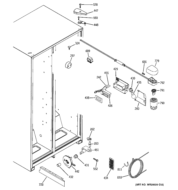 FRESH FOOD SECTION Diagram and Parts List for HSH25IFTAWW  Hotpoint Refrigerator