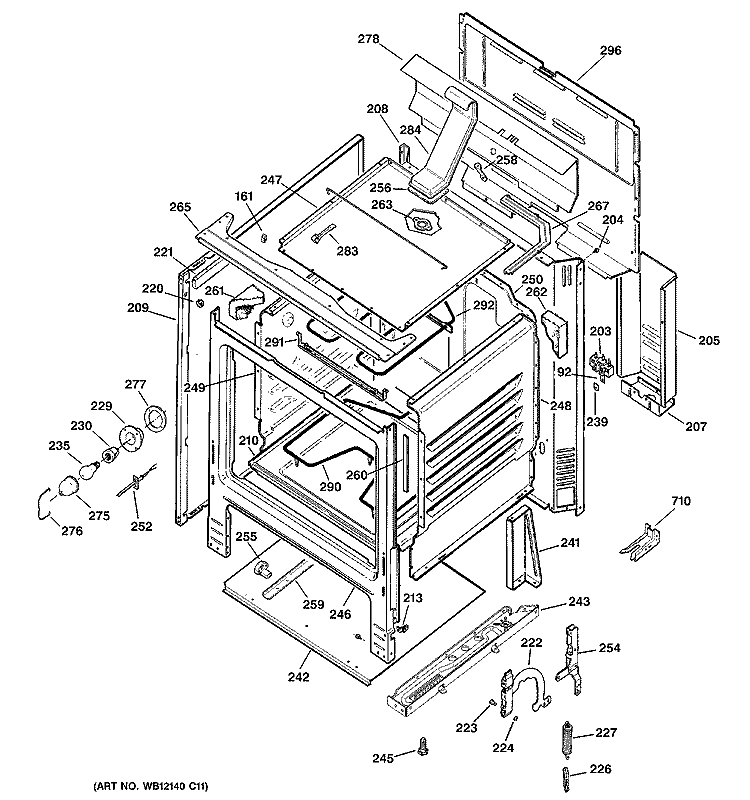 BODY PARTS Diagram and Parts List for JBS56WL1WW  General Electric Range