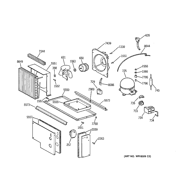 SEALED SYSTEM & MOTHER BOARD Diagram and Parts List for ZISS42DYASS  General Electric Refrigerator