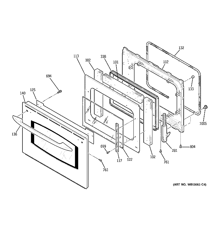 DOOR Diagram and Parts List for JS900SK2SS  General Electric Range