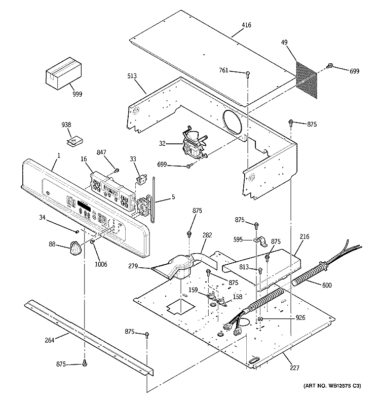 CONTROL PANEL Diagram and Parts List for JTP28CF7CC  General Electric Wall Oven