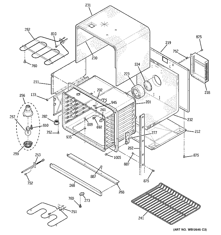 LOWER OVEN Diagram and Parts List for JTP48BF7BB  General Electric Wall Oven