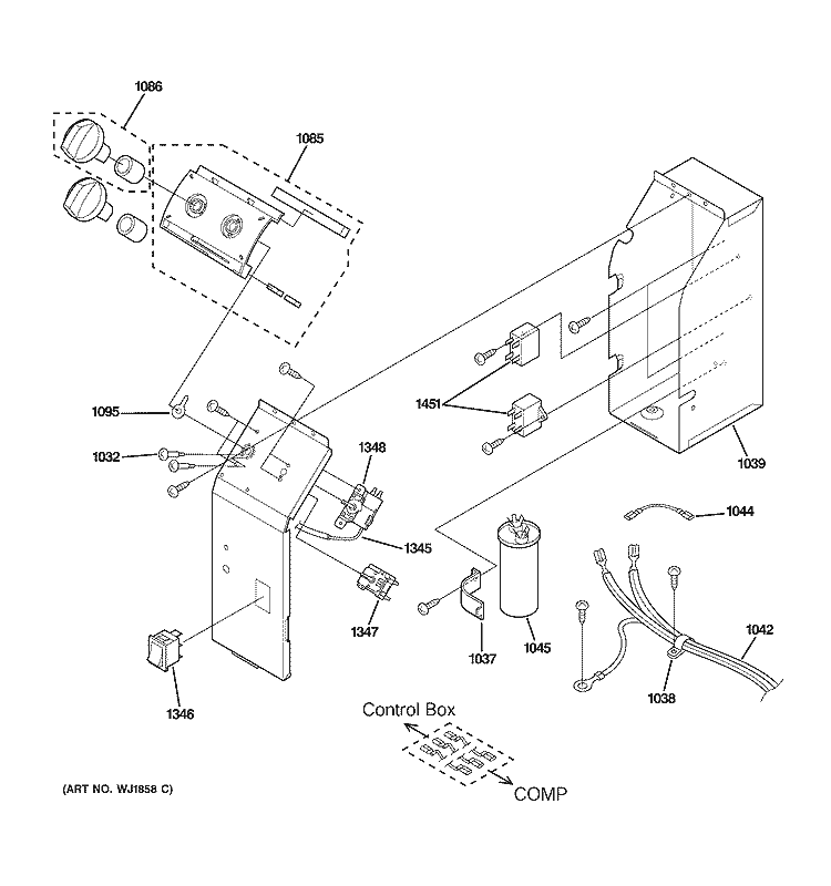 CONTROL PARTS Diagram and Parts List for AJCH08ACBM1  General Electric Air Conditioner