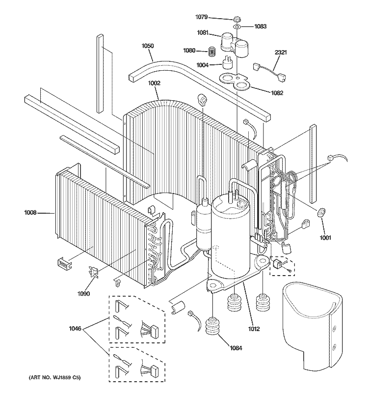 SEALED SYSTEM & COMPONENTS Diagram and Parts List for AJES12DCBM1  General Electric Air Conditioner