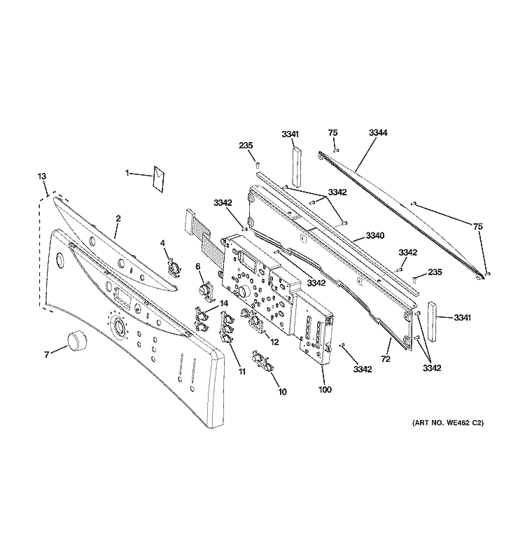 CONTROLS & BACKSPLASH Diagram and Parts List for DBVH512GF0WW  General Electric Dryer