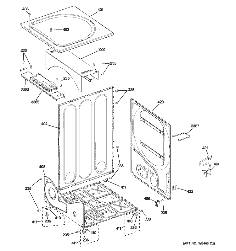 CABINET Diagram and Parts List for DCVH515GF0WW  General Electric Dryer