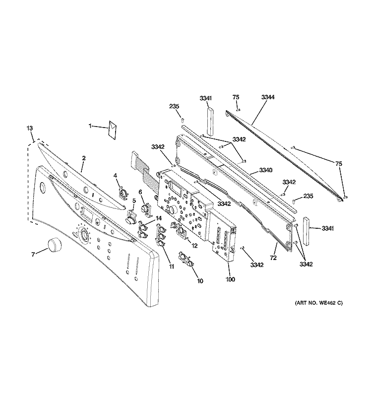 CONTROLS & BACKSPLASH Diagram and Parts List for DHDVH52GF0GG  General Electric Dryer