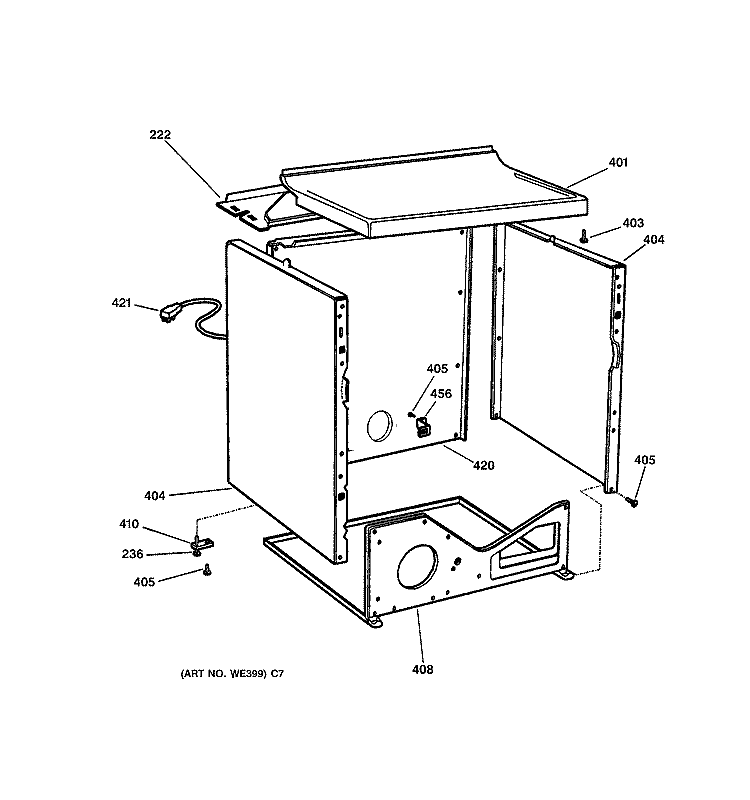 CABINET Diagram and Parts List for DNCD450GA3WC  General Electric Dryer