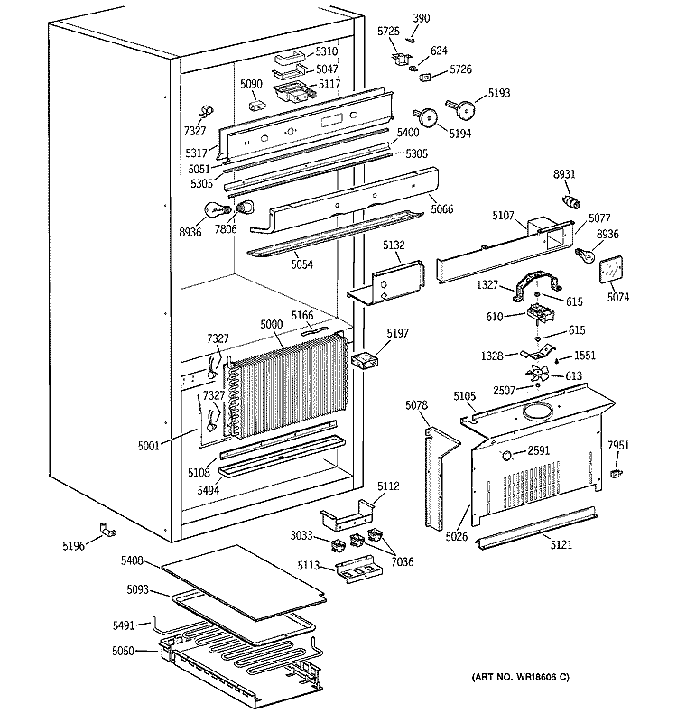 CONTROLS & COMPONENTS Diagram and Parts List for ZICS36NAASSRH  General Electric Refrigerator
