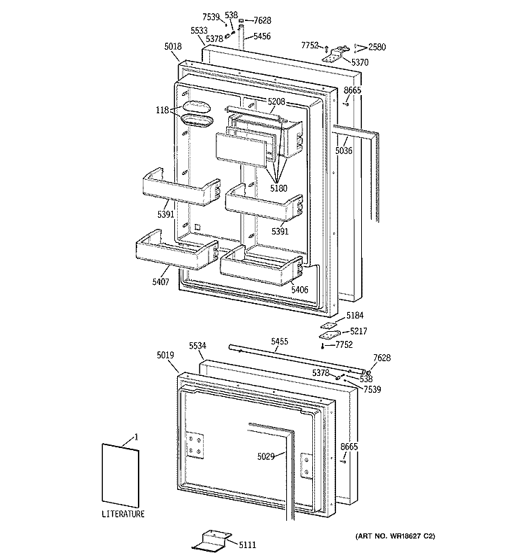 DOORS Diagram and Parts List for ZICS36NABSSLH  General Electric Refrigerator