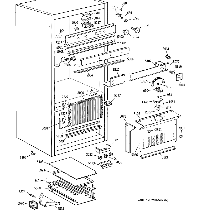 CONTROLS & COMPONENTS Diagram and Parts List for ZICS36NABSSRH  General Electric Refrigerator