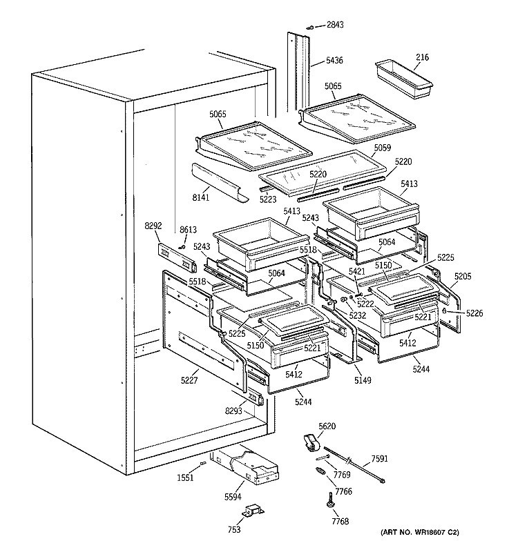FRESH FOOD SECTION Diagram and Parts List for ZICS36NABSSRH  General Electric Refrigerator