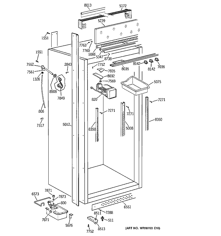 CABINET PARTS 2 Diagram and Parts List for ZIFS36NDALH  General Electric Freezer