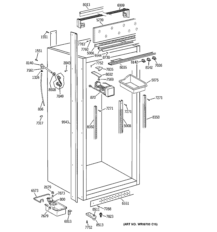 CABINET PARTS 2 Diagram and Parts List for ZIFS36NMALH  General Electric Freezer