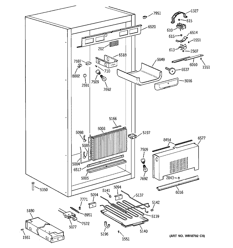 CABINET PARTS 1 Diagram and Parts List for ZIFS36NMARH  General Electric Freezer