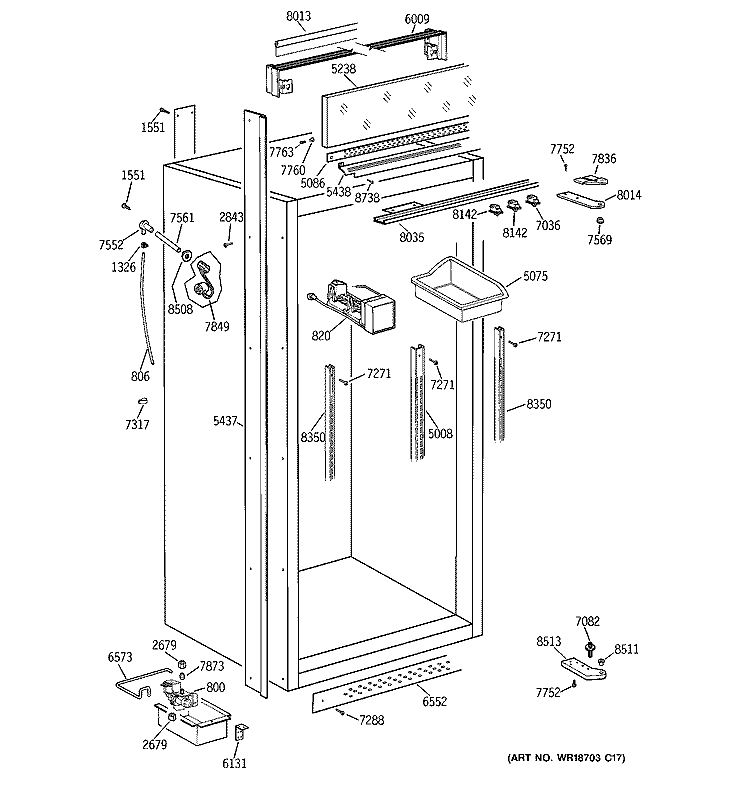 CABINET PARTS 2 Diagram and Parts List for ZIFS36NMARH  General Electric Freezer