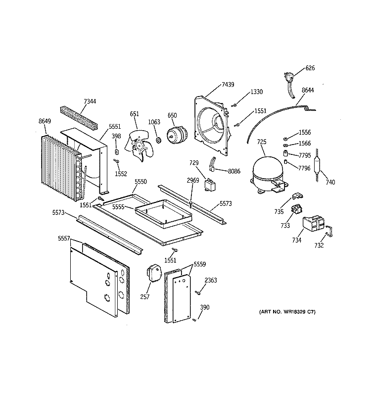 UNIT PARTS Diagram and Parts List for ZISW36DYB  General Electric Refrigerator