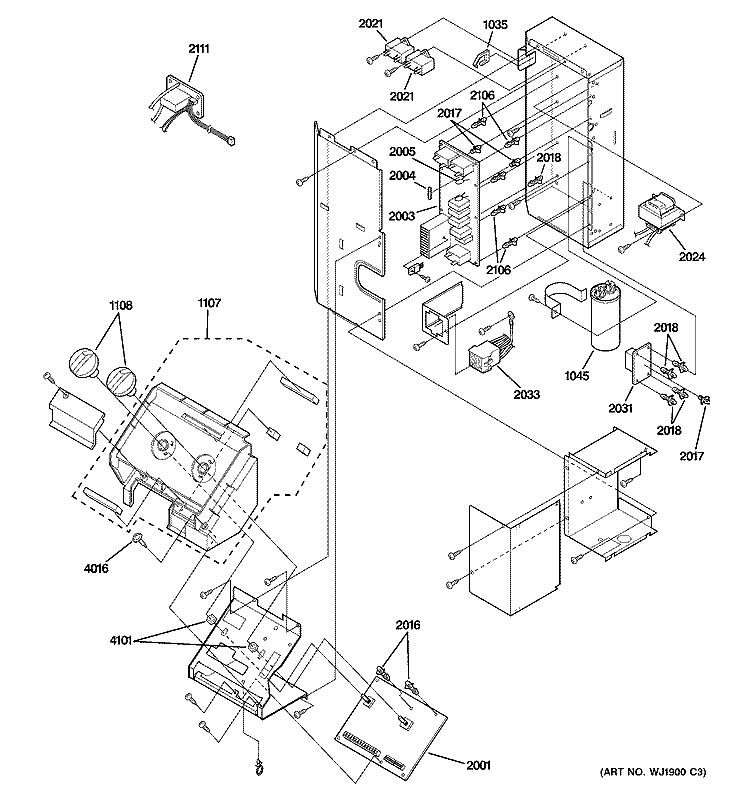 CONTROL PARTS Diagram and Parts List for AZ38H07DADM2  General Electric Air Conditioner