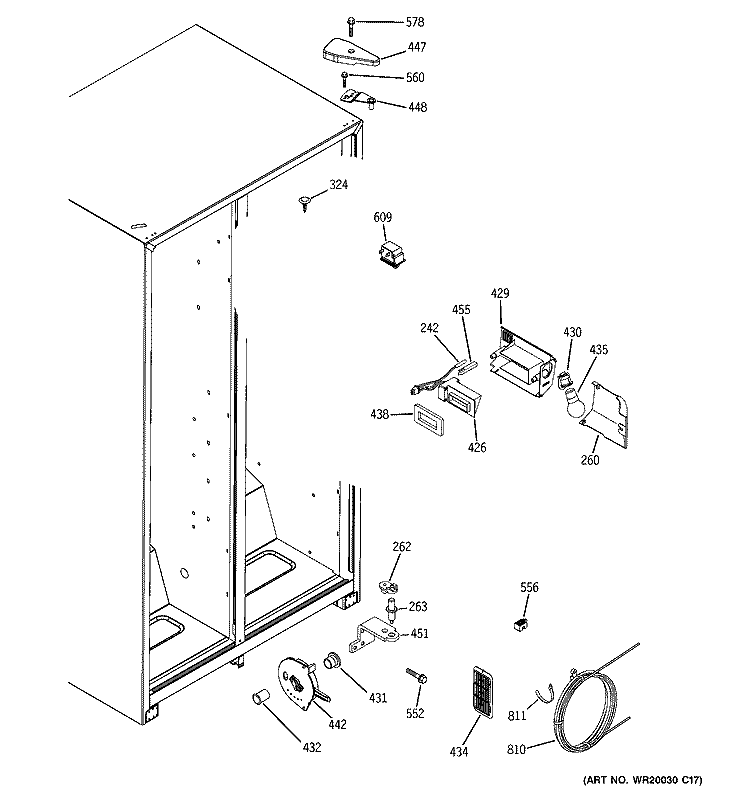 FRESH FOOD SECTION Diagram and Parts List for GSS20IETABB  General Electric Refrigerator