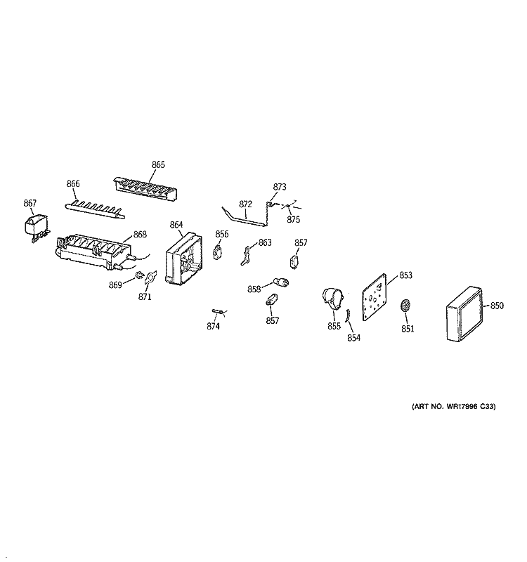 ICE MAKER Diagram and Parts List for GTS18DCPURCC  General Electric Refrigerator