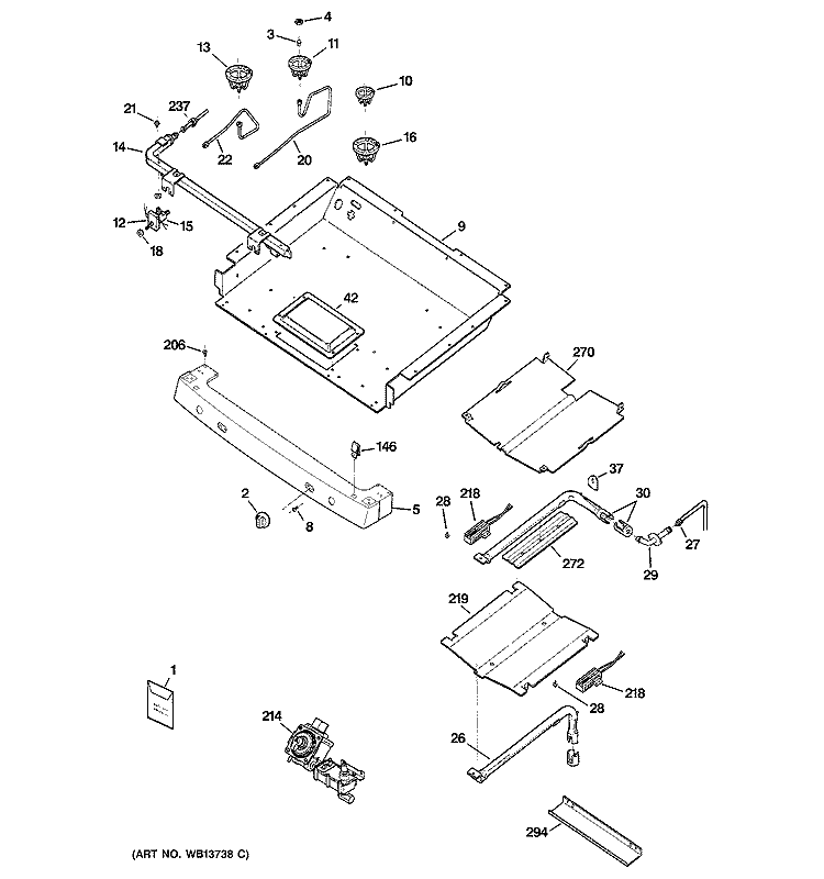 GAS & BURNER PARTS Diagram and Parts List for EGR3000EJ4WW  General Electric Range