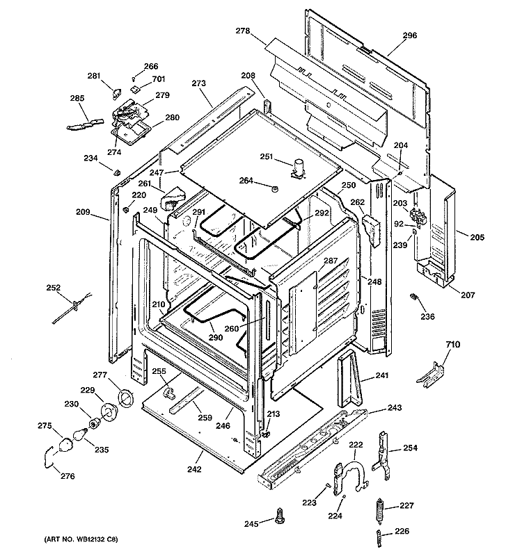 BODY PARTS Diagram and Parts List for RB757WH2WW  Hotpoint Range
