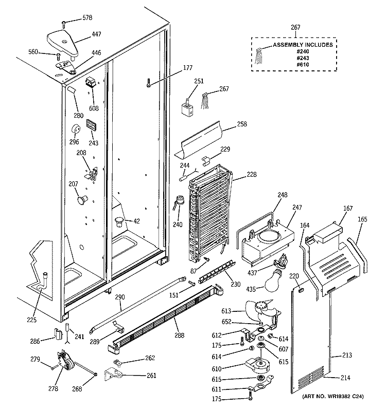 FREEZER SECTION Diagram and Parts List for GSS20IBTACC  General Electric Refrigerator