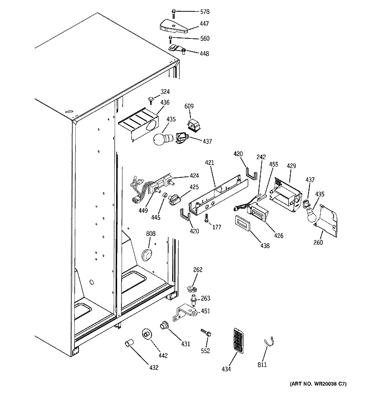 FRESH FOOD SECTION Diagram and Parts List for GSS20IBTACC  General Electric Refrigerator