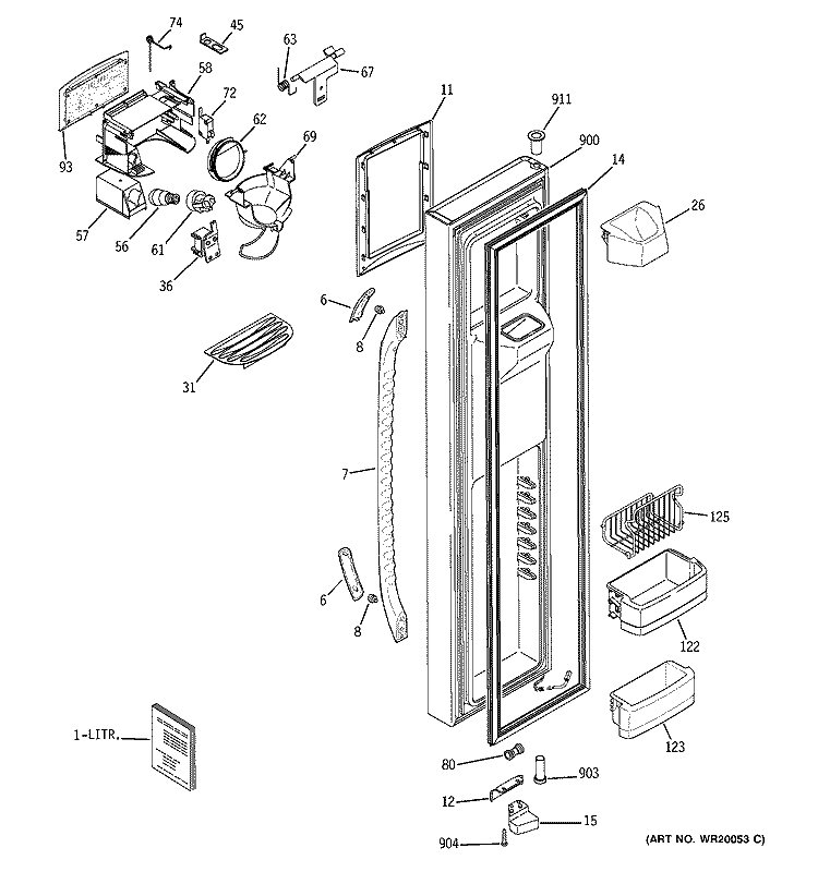 FREEZER DOOR Diagram and Parts List for GSS25LGTACC  General Electric Refrigerator