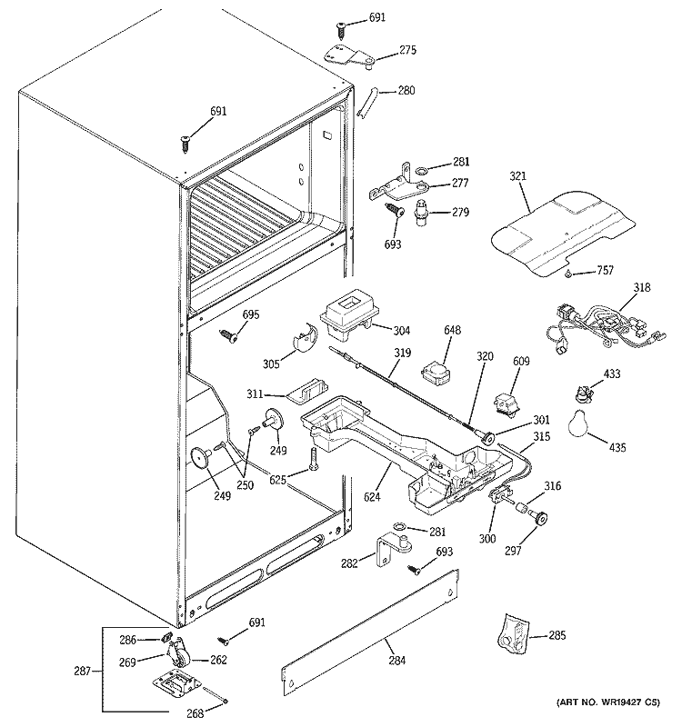 FRESH FOOD SECTION Diagram and Parts List for GTH18JBRDRCC  General Electric Refrigerator