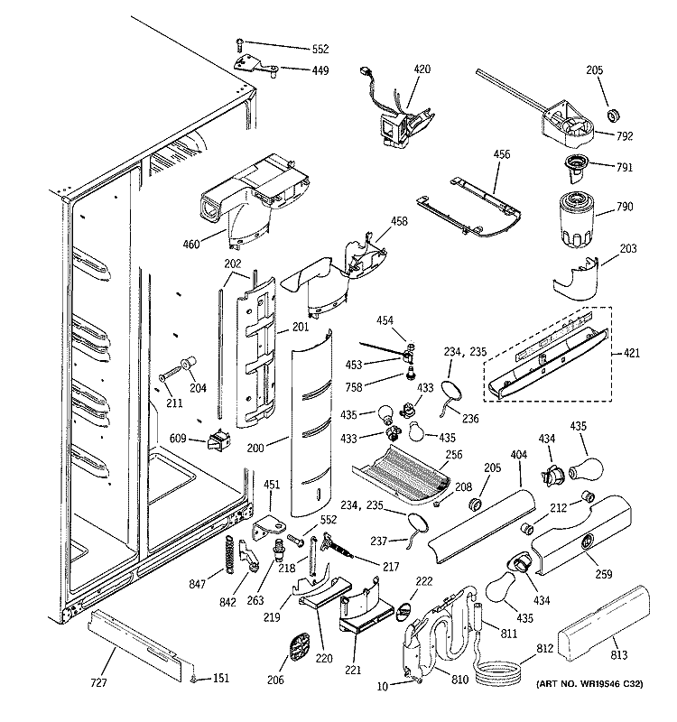 FRESH FOOD SECTION Diagram and Parts List for ZFSB26DRFSS  General Electric Refrigerator