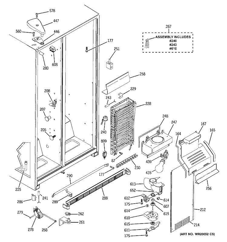 FREEZER SECTION Diagram and Parts List for GSH22JFTACC  General Electric Refrigerator
