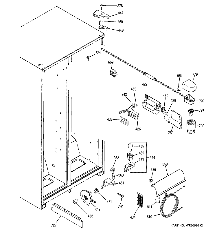 FRESH FOOD SECTION Diagram and Parts List for GSH22JFTACC  General Electric Refrigerator