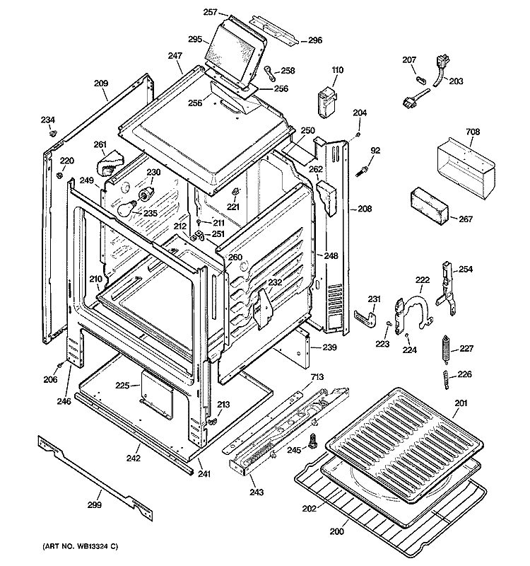 BODY PARTS Diagram and Parts List for JGBS10CEH5CC  General Electric Range