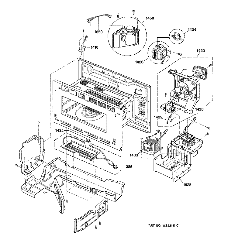 INTERIOR PARTS 1 Diagram and Parts List for SCB2000FBB03  General Electric Microwave Oven Combo