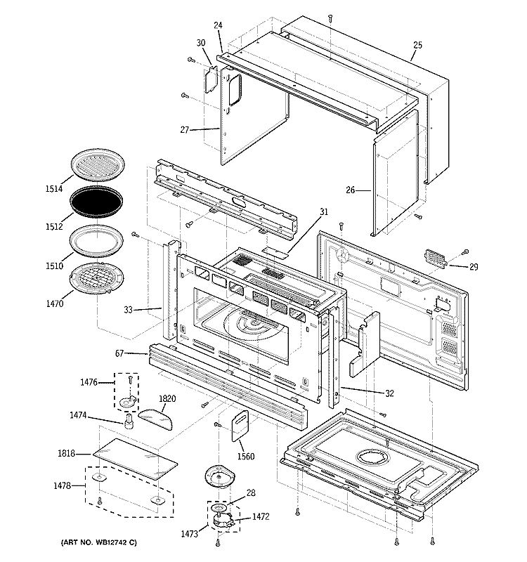OVEN CAVITY PARTS Diagram and Parts List for ZSC2000FBB02  General Electric Microwave