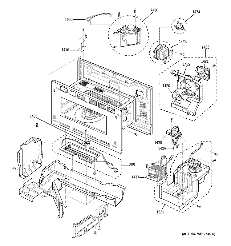 INTERIOR PARTS 1 Diagram and Parts List for ZSC2000FBB02  General Electric Microwave