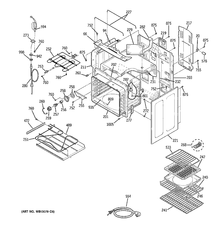BODY PARTS Diagram and Parts List for JCB910WK3WW  General Electric Range