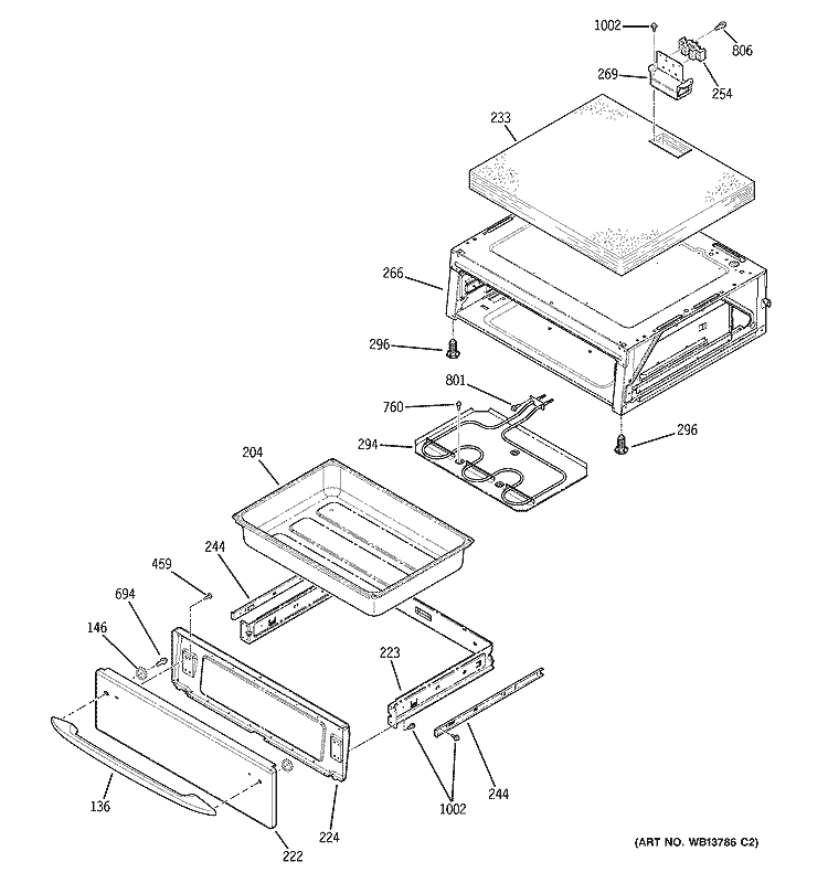 WARMING DRAWER Diagram and Parts List for JCBP84WK3WW  General Electric Range