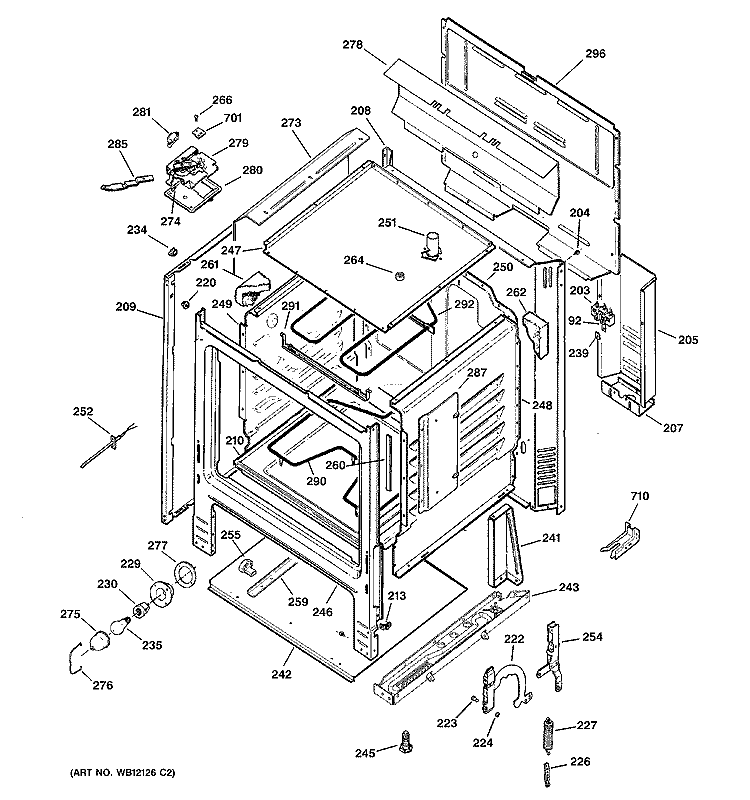 BODY PARTS Diagram and Parts List for JBP22BK1CT  General Electric Range