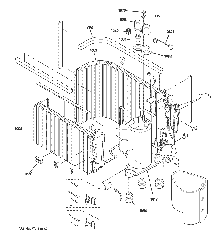 SEALED SYSTEM & COMPONENTS Diagram and Parts List for AJCS10ACBM1  General Electric Air Conditioner