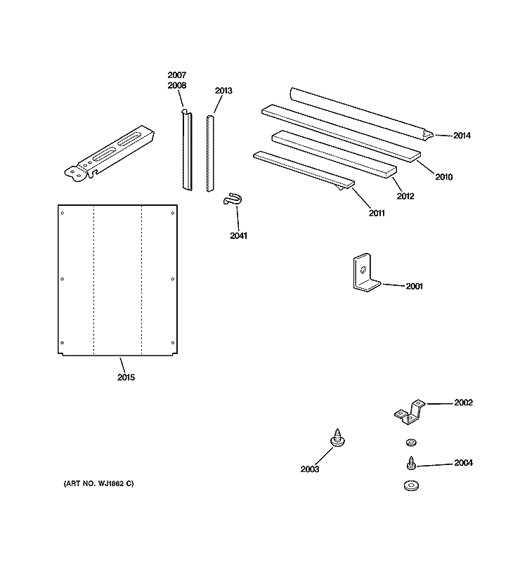 MOUNTING PARTS & FRAME Diagram and Parts List for AJES10DSBM1  General Electric Air Conditioner
