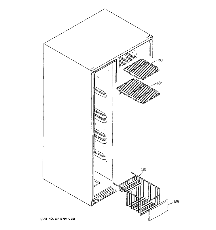 FREEZER SHELVES Diagram and Parts List for PCE23YETAFWW  General Electric Refrigerator