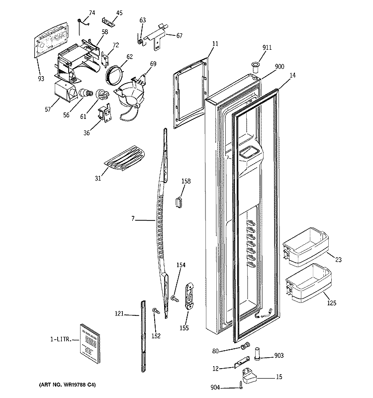 FREEZER DOOR Diagram and Parts List for GCE23YHTAFBB  General Electric Refrigerator