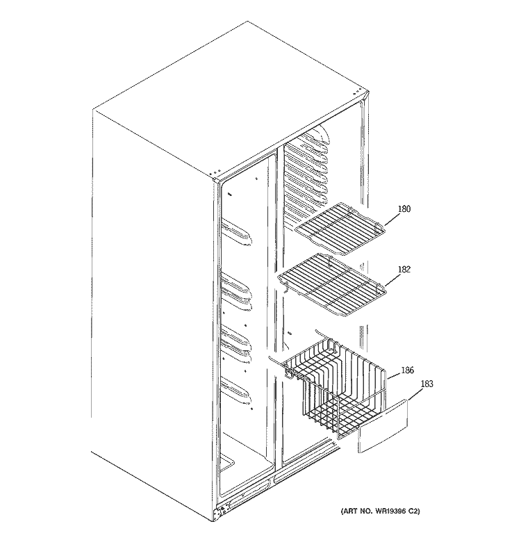 FREEZER SHELVES Diagram and Parts List for GCE23YHTAFSS  General Electric Refrigerator